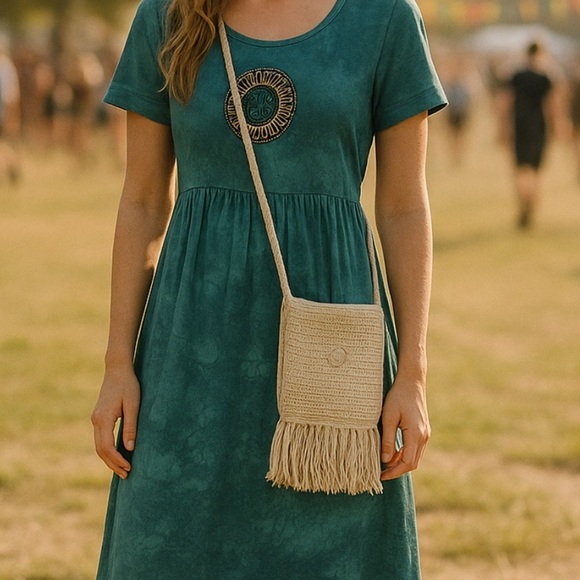 Crochet cream fringe  bag - Picture 8 of 8